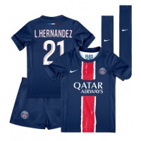 Dětský fotbalový dres Paris Saint-Germain Lucas Hernandez #21 2024-25 Domácí Krátký Rukáv (+ trenýrky)